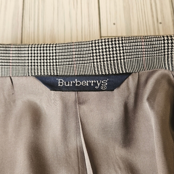 Vintage Burberry Plaid Single Breasted Suit Jacket In Tan and Black Size 44L - Picture 4 of 12